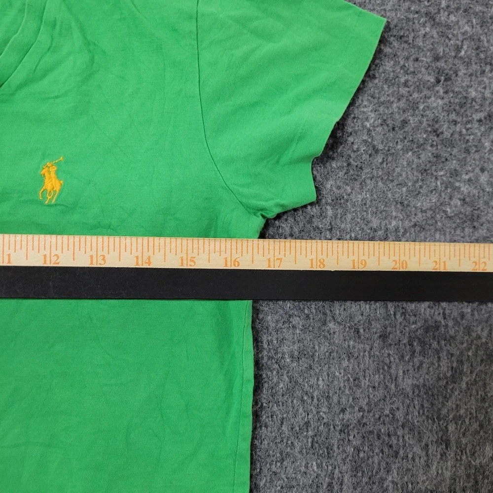 Ralph Lauren Sport T-Shirt Womens Size S Green V-Neck Cotton Pony Logo Casual